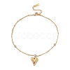 Heart Charm Anklet with Crystal Rhinestone AJEW-I064-01G-1