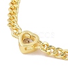 Cubic Zirconia Heart Link Bracelet with Curb Chains KK-E033-20G-4