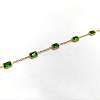 Ion Plating(IP) 304 Stainless Steel Pave Green Glass Rectangle Link Bracelets for Women BJEW-H613-11G-2