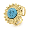 Ion Plating(IP) 304 Stainless Steel Synthetic Turquoise Cuff Rings G-Z056-08G-02-1