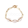 Natural Cowrie Shell Link Bracelet with Paperclip Chain for Women BJEW-SW00025-1