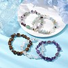 Natural Mixed Stone Chip & Cuboid Beaded Stretch Bracelets for Women BJEW-JB10808-2