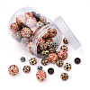 Fashewelry 100Pcs 5 Styles Printed Natural Wooden Beads WOOD-FW0001-03-3