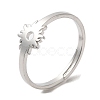 304 Stainless Steel Flower Adjustable Ring for Women RJEW-M149-03P-3
