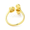 Round Brass Rhinestone Open Cuff Rings for Women RJEW-P112-02A-G-3