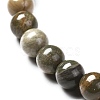 Natural Silver Leaf Jasper Round Beads Stretch Bracelet for Men Women BJEW-JB06824-01-5