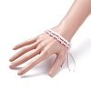 2Pcs 2 Colors Peach Blossom Braided Cord Bracelet BJEW-JB07610-02-3