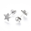 Brass Micro Pave Clear Cubic Zirconia Stud Earrings EJEW-T046-30P-NF-2