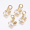 Brass Micro Pave Cubic Zirconia Bunny Charms X-RB-I077-19G-RS-1