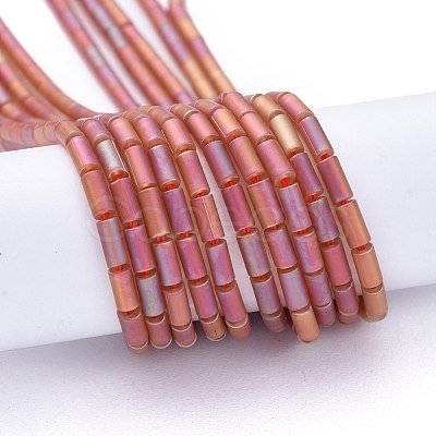 Electroplate Frosted Glass Beads Strands EGLA-K014-BF-FR04-1