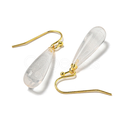 Ion Plating(IP) Natural Quartz Crystal Dangle Earring EJEW-C084-01G-08-1