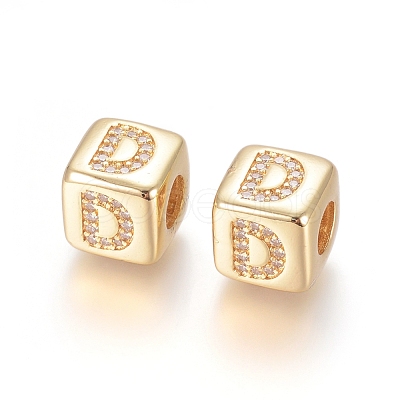 Brass Micro Pave Cubic Zirconia European Beads ZIRC-G162-13G-D-1