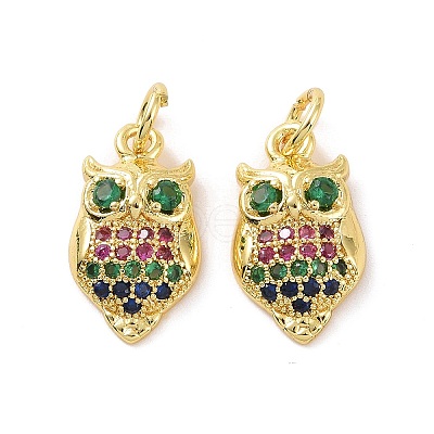 Brass Micro Pave Colorful Cubic Zirconia Pendants KK-E068-VF118-1