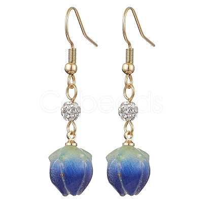 Epoxy Resin Flower Dangle Earrings EJEW-JE06129-1