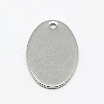 Tarnish Resistant 201 Stainless Steel Stamping Blank Flat Oval Pendants STAS-M037-06-1