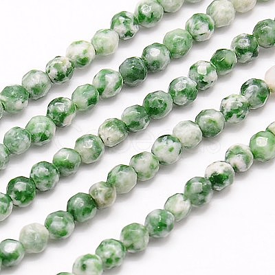 Natural Green Spot Jasper Beads Strands G-G545-35-1