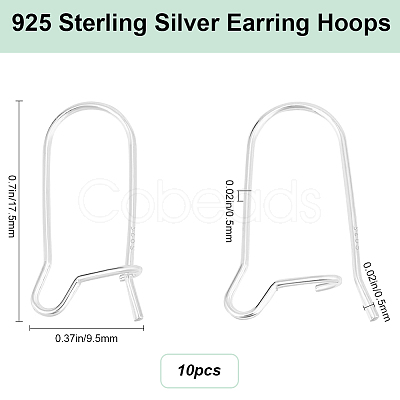 Beebeecraft 10Pcs 925 Sterling Silver Hoop Earring Findings STER-BBC0006-52-1