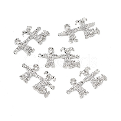 Brass Micro Pave Clear Cubic Zirconia Connector Charms KK-E068-VB333-1