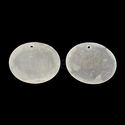 Flat Round Capiz Shell Pendants SSHEL-R035-07-1