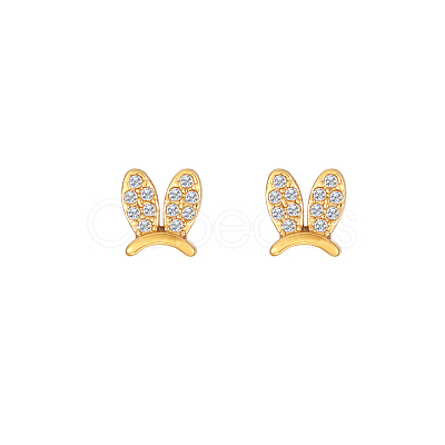 Cute Bunny Ear Studs with Rhinestones TB9087-1-1