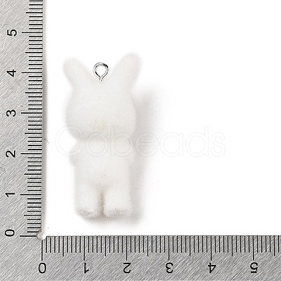 Flocking Resin Cute Bunny Pendants MACR-P043-J03-1