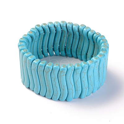 Synthetic Turquoise Stretch Bracelets BJEW-L667-03-1