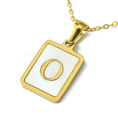 Ion Plating(IP) Rectangle with Initial Letter 304 Stainless Steel Pendant Necklace NJEW-R265-04G-O-1