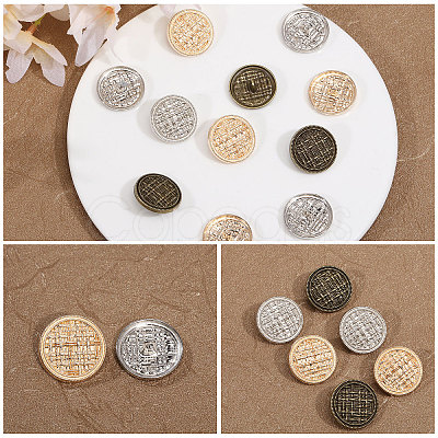 CHGCRAFT 30Pcs 3 Style Zinc Alloy Shank Buttons FIND-CA0008-90-1