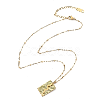 304 Stainless Steel Rectangle Snake Pendant Satellite Chain Necklace for Women NJEW-F332-01G-1