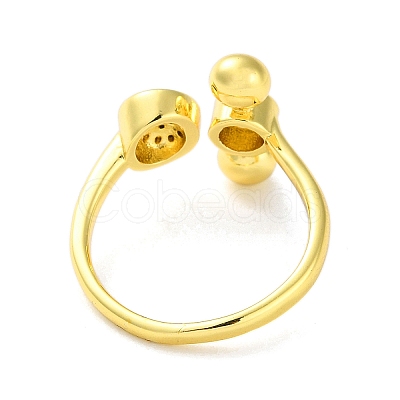 Round Brass Rhinestone Open Cuff Rings for Women RJEW-P112-02A-G-1