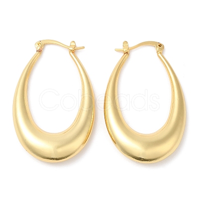 Rack Plating Brass Teardrop Hoop Earrings for Women EJEW-G348-05G-1