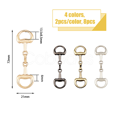 SUPERFINDINGS 8Pcs 4 Colors Alloy D Ring Snaffle Bit Buckles FIND-FH0008-51-1