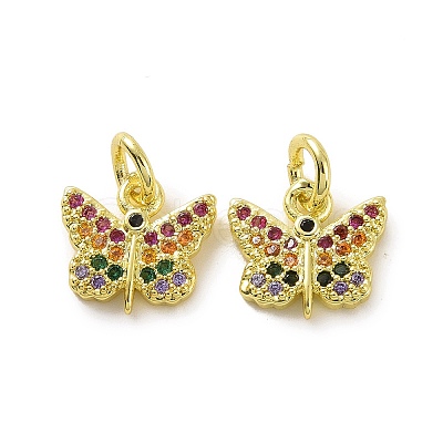 Brass Micro Pave Colorful Cubic Zirconia Charms KK-E068-VF094-1