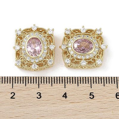 Brass Micro Pave Cubic Zirconia Beads KK-G491-36G-02-1