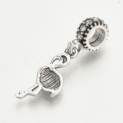 Alloy Rhinestone European Dangle Charms MPDL-Q208-091B-1