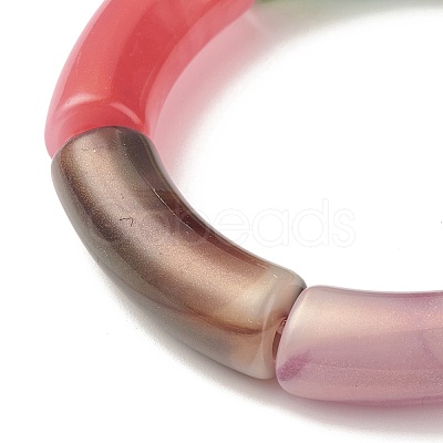 Acrylic Curved Tube Chunky Stretch Bracelet for Women BJEW-JB08285-1