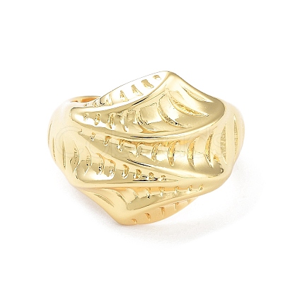 Brass Open Cuff Rings for Women RJEW-D016-05G-1