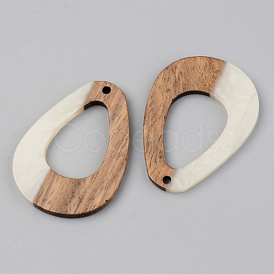 Opaque Resin & Walnut Wood Pendants X-RESI-S389-026A-C04-1