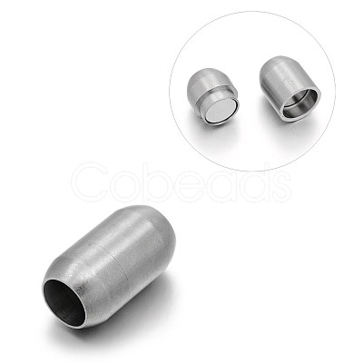 Tarnish Resistant Matte 304 Stainless Steel Barrel Magnetic Clasps with Glue-in Ends STAS-E089-06D-1