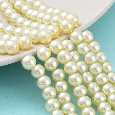 Baking Painted Pearlized Glass Pearl Round Bead Strands X-HY-Q003-6mm-21-1