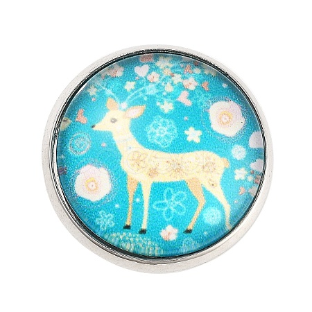 Round with Deer Glass Brooches JEWB-A022-01G-1