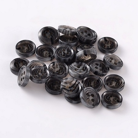 4-Hole Flat Round Resin Sewing Buttons for Costume Design BUTT-E121-14L-02-1