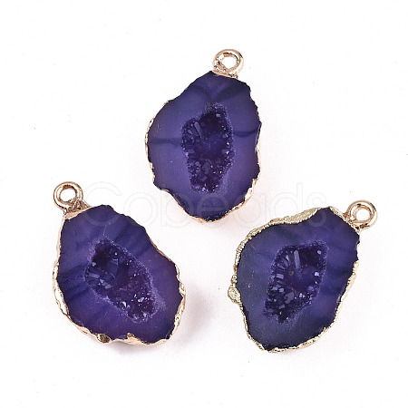 Druzy Geode Resin Pendants RESI-S383-066B-1