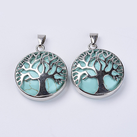 Dyed Synthetic Turquoise Pendants G-P350-D12-1