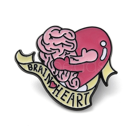 Heart & Brain with Word Enamel Pins JEWB-A016-03A-1