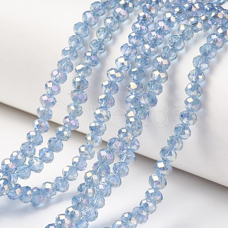 Electroplate Transparent Glass Beads Strands EGLA-A034-T6mm-T07-1