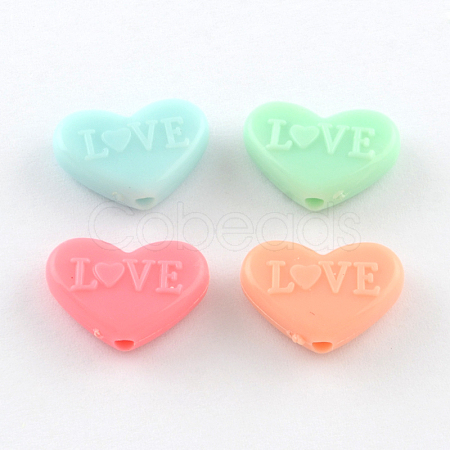 Colorful Heart Acrylic Beads X-SACR-R850-15-1