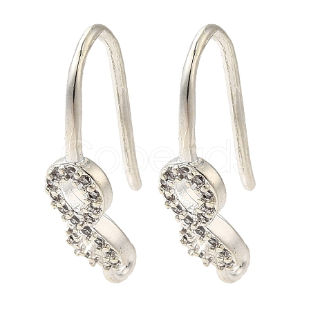 Rack Plating Brass Micro Pave Clear Cubic Zirconia Earring Hooks KK-A231-03S-1