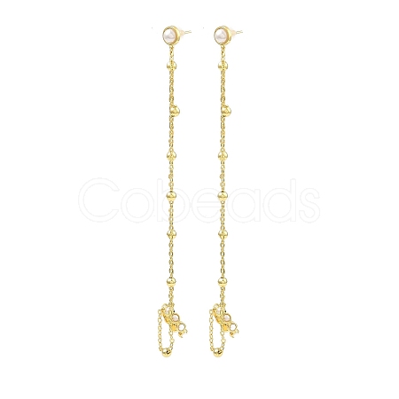 Plastic Pearl Beaded Dangle Stud Earrings EJEW-D069-02G-1