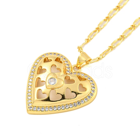 Brass Micro Pave Clear Cubic Zirconia Pendant Necklaces NJEW-M220-01D-G-1